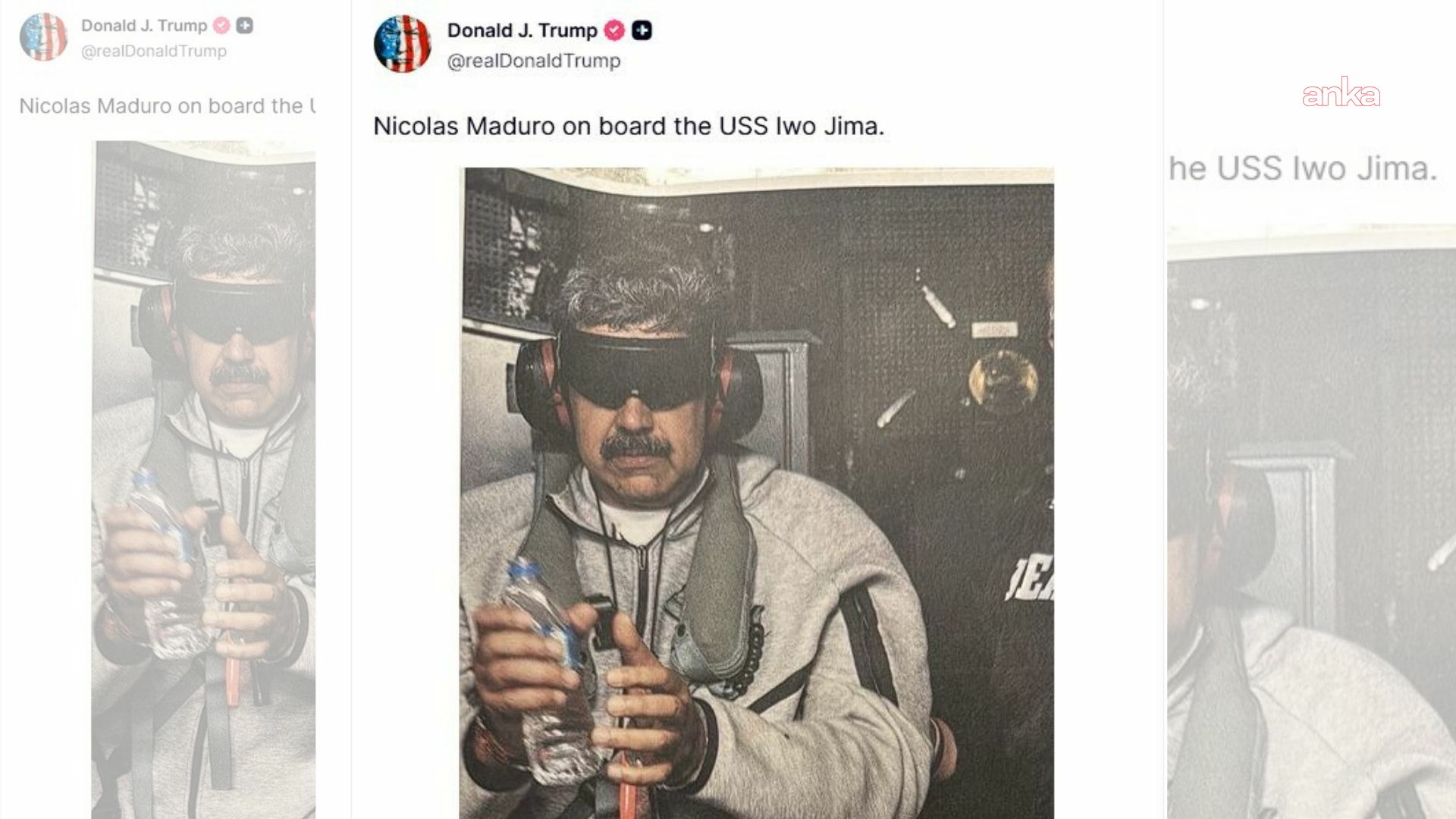 Donald Trump, Venezuela Devlet Başkanı Nicolas Maduro'nun USS Iwo Jima’nın güvertesindeki fotoğrafını paylaştı