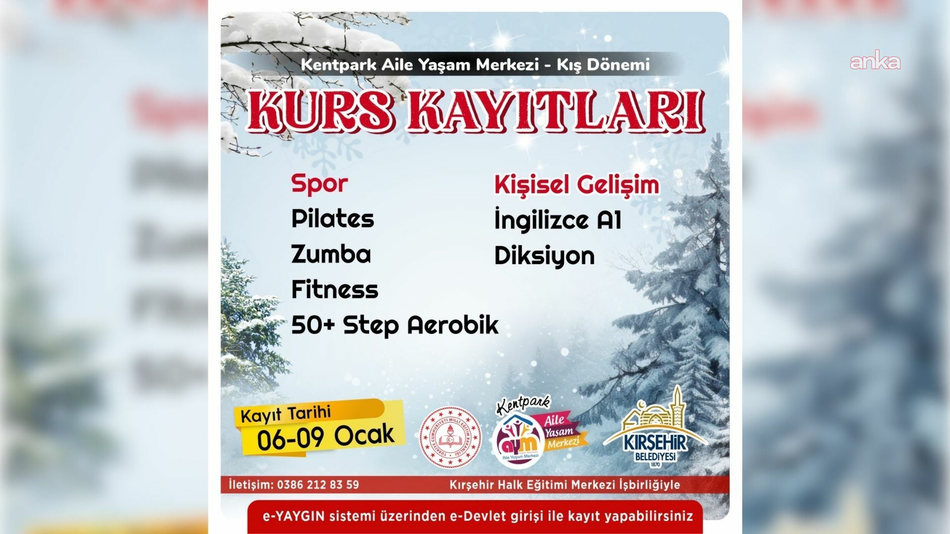 Kırşehir'de kış dönemi kurslarına kayıtlar başladı