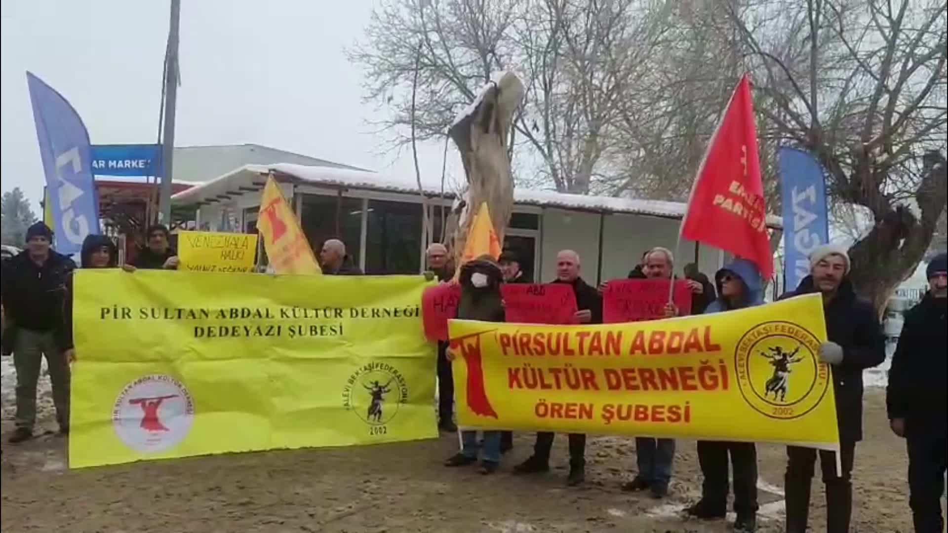 PSAKD Ören ve Dedeyazı Şubeleri, Akçadağ’da ABD’nin Venezuela politikalarını protesto etti