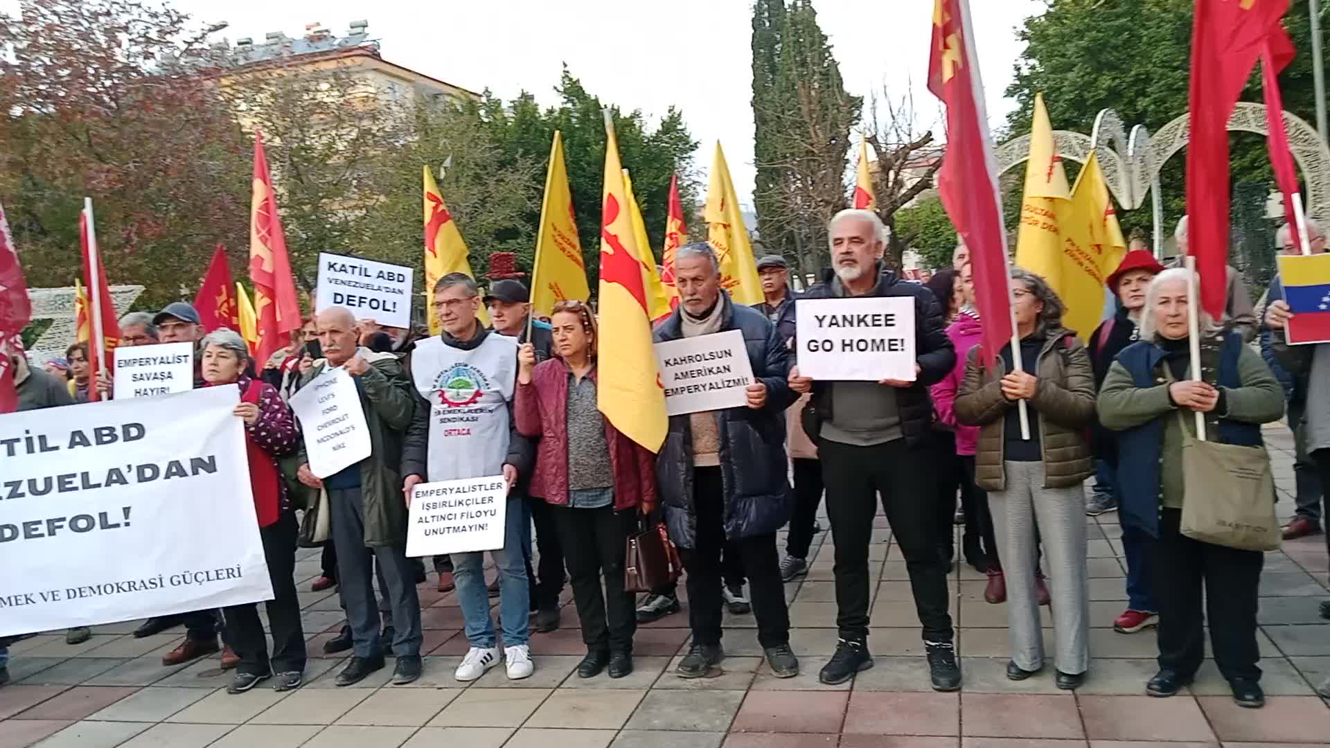 Ortaca’da Emek ve Demokrasi Güçleri’nden ABD’ye tepki: Barbarlık yenilecek, ezilen halklar kazanacak