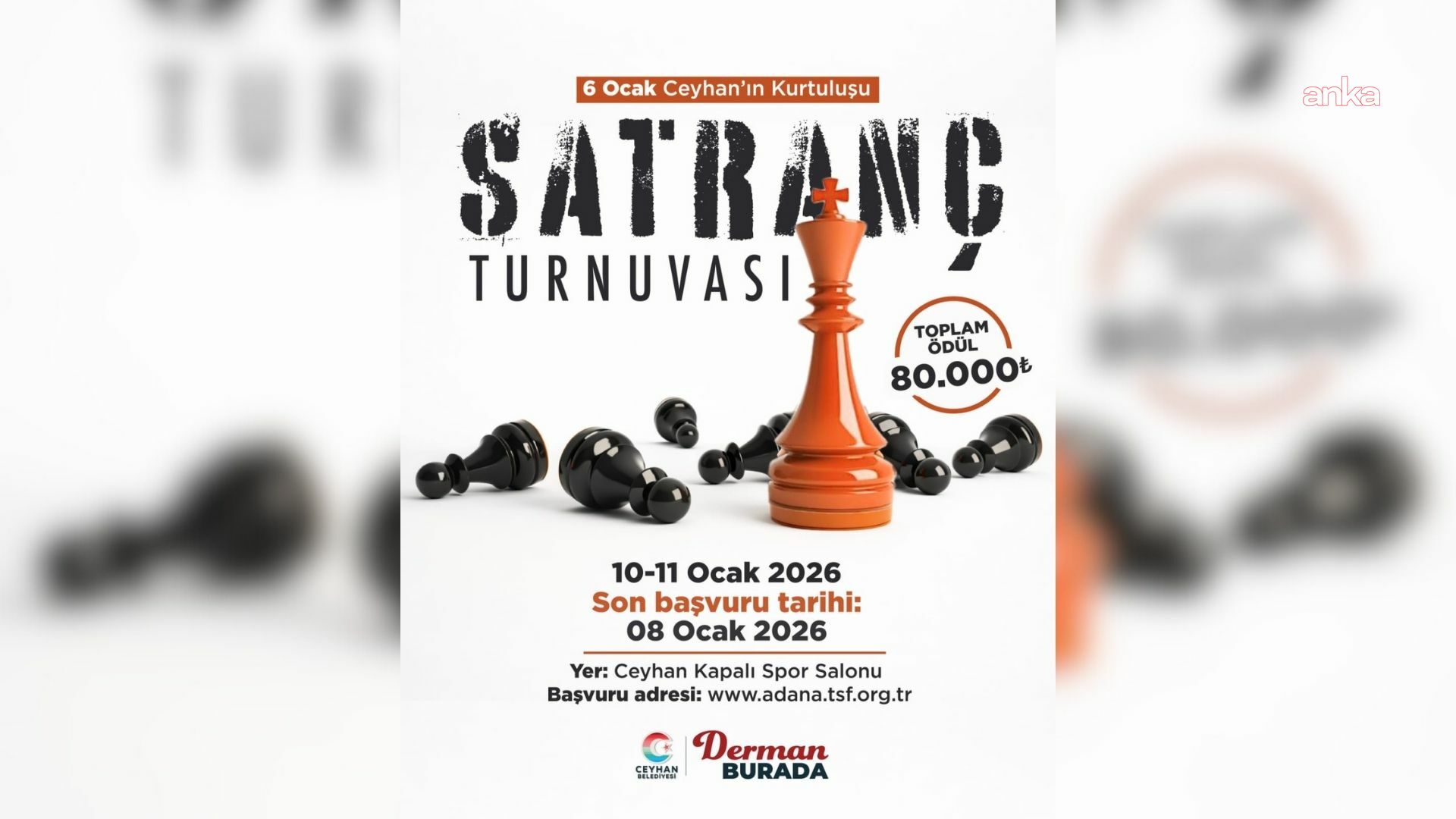 Ceyhan’da “Kurtuluş Kupası Satranç Turnuvası” düzenlenecek