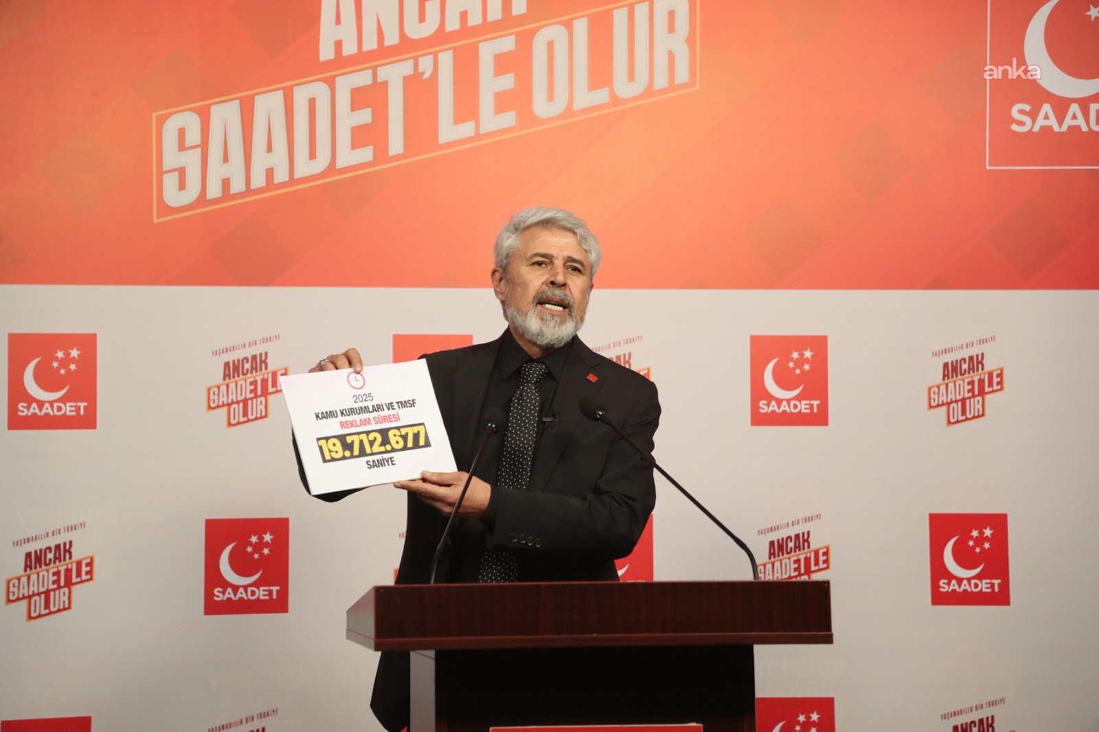 Saadet Partisi Genel Başkan Yardımcısı Yılmaz: "İktidar, kendine yakın medya kuruluşlarına 1 yılda 19 milyon 712 bin 677 saniye reklam verdi"