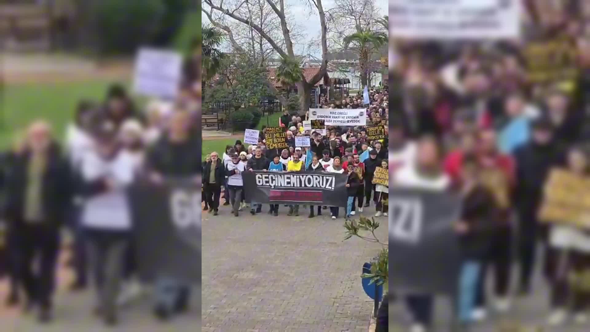 Karadeniz Ereğli'de emekliler ve emekçiler "Geçinemiyoruz" demek için yürüdü