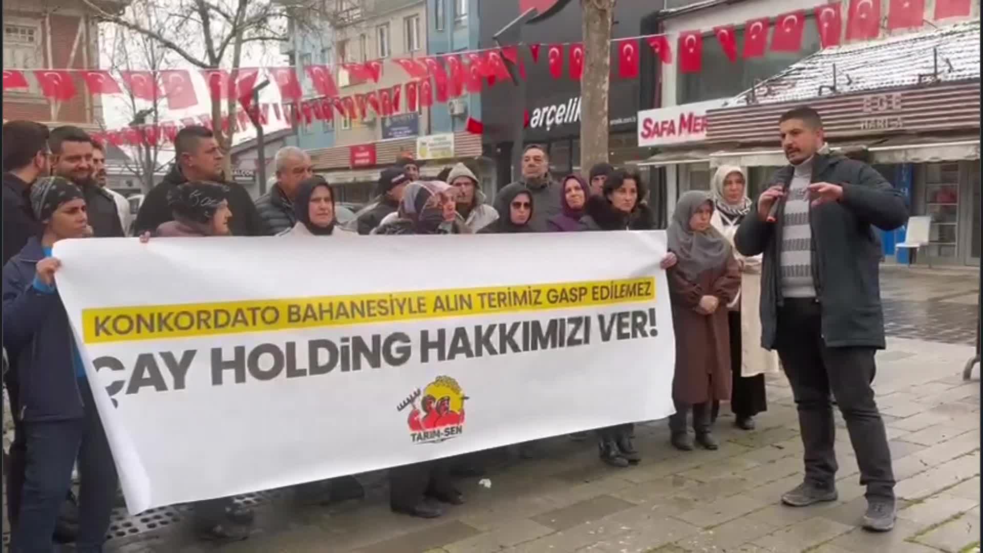 Tarım-Sen'den Çay Holding'in konkordatosu sonrası hakları verilmeyen işçilere destek: 20 işçinin alın teri daha fazla gasbedilmeden çözülmelidir