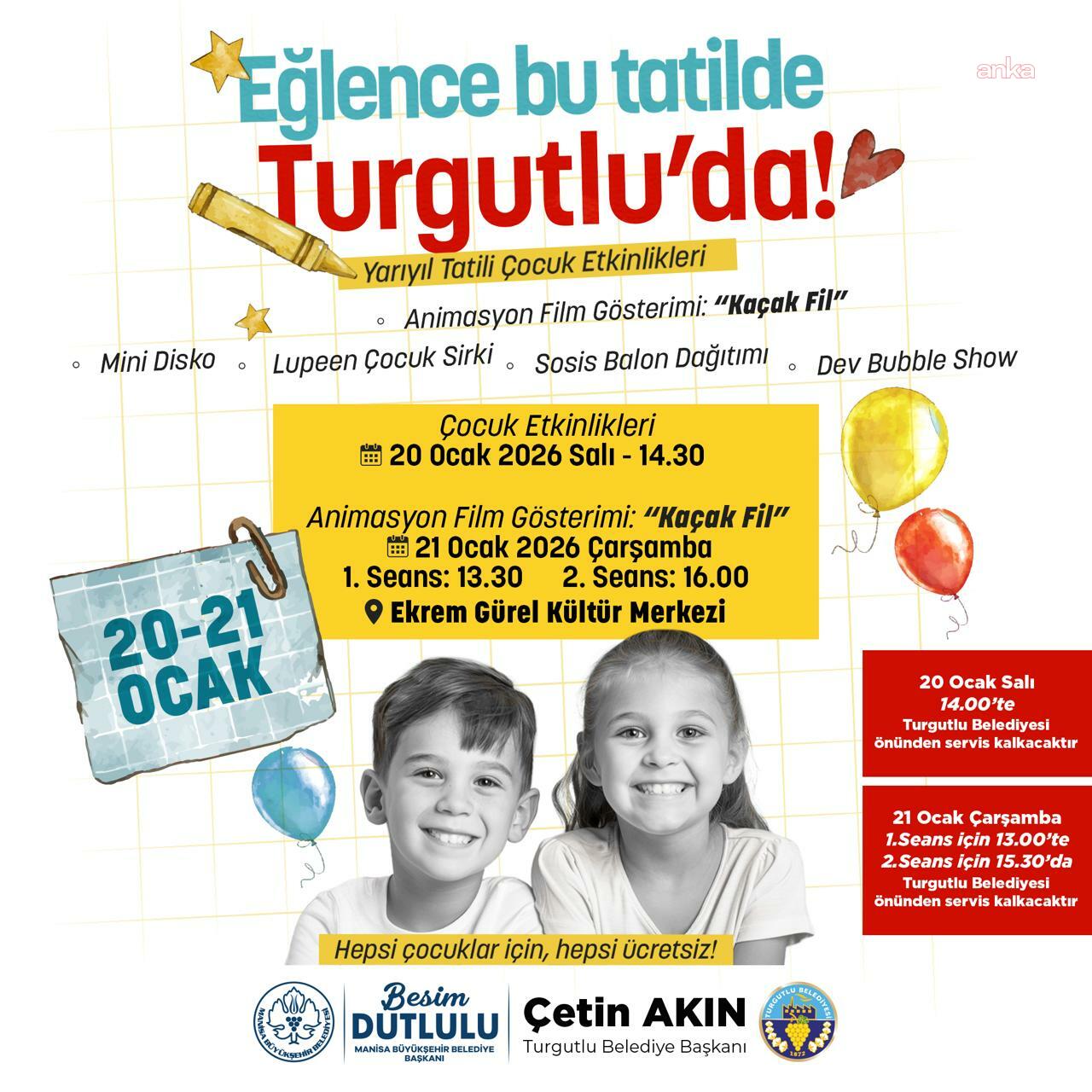 Turgutlu'da "Yarıyıl Tatili Çocuk Etkinlikleri" başlıyor