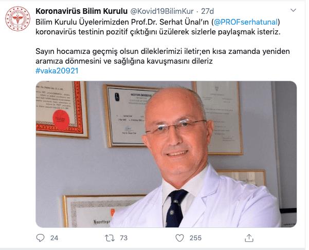 BİLİM KURULU ÜYESİ KORONAYA YAKALANDI