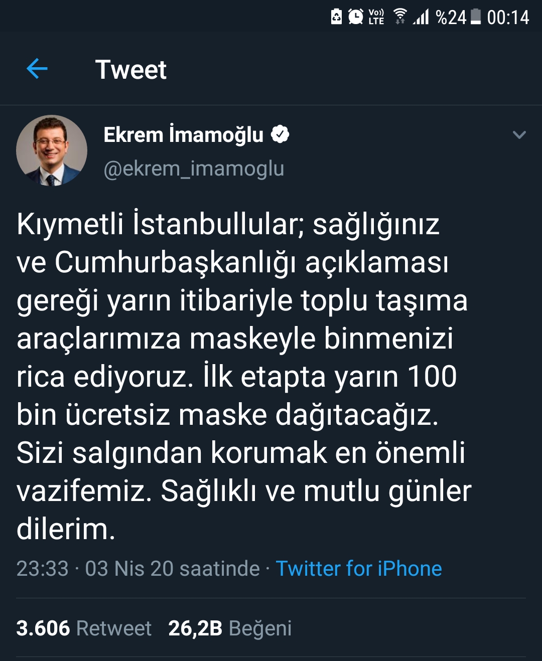 İMAMOĞLU; 100 BİN ÜCRETSİZ MASKE DAĞITACAĞIZ