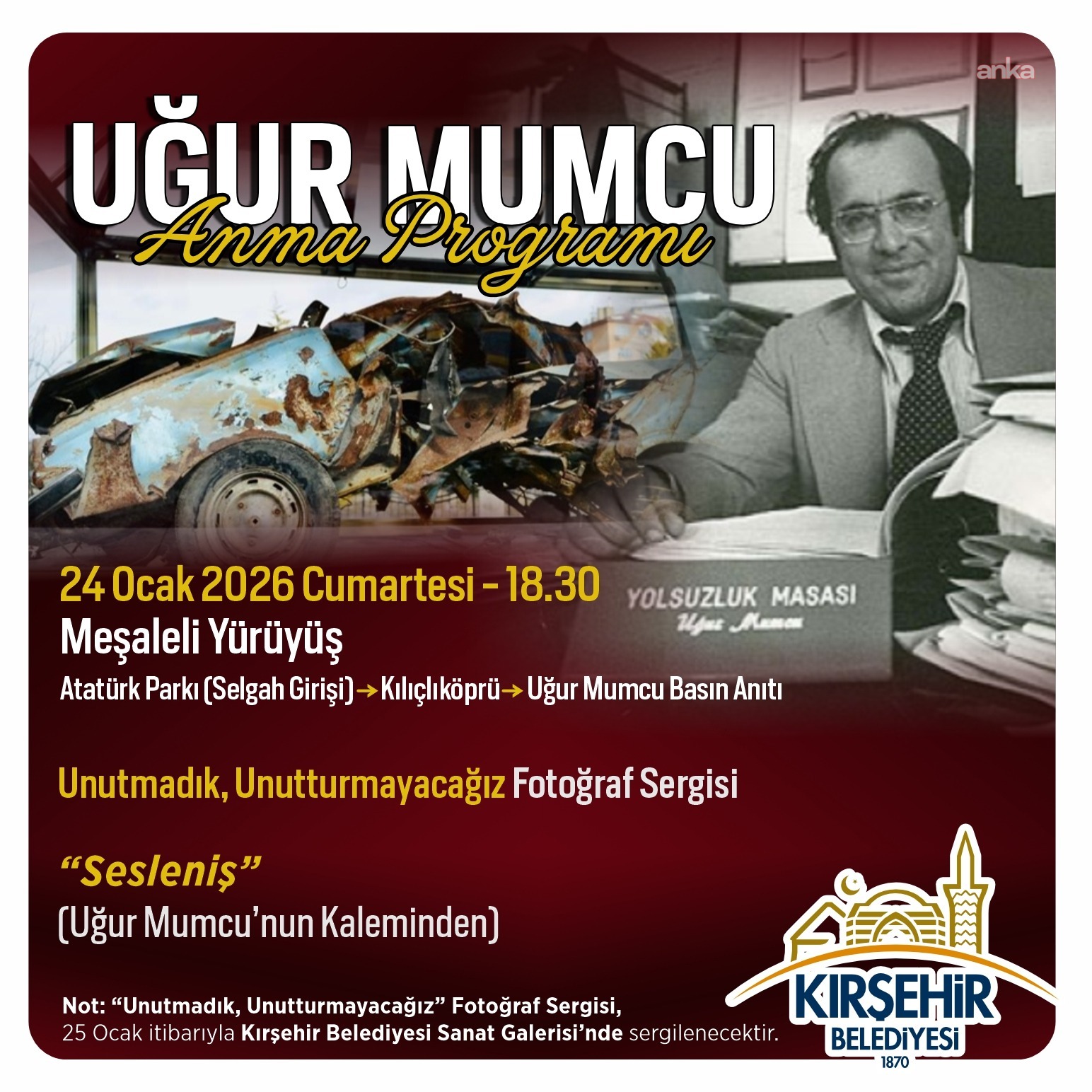 Uğur Mumcu, Kırşehir'de anılacak