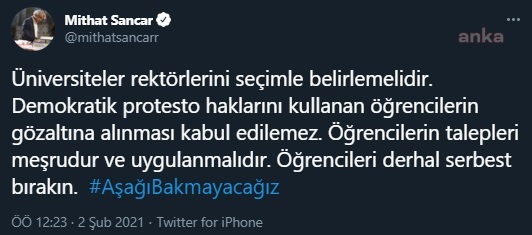 HDP EŞ GENEL BAŞKANI SANCAR: "ÖĞRENCİLERİN TALEPLERİ MEŞRUDUR VE UYGULANMALIDIR"