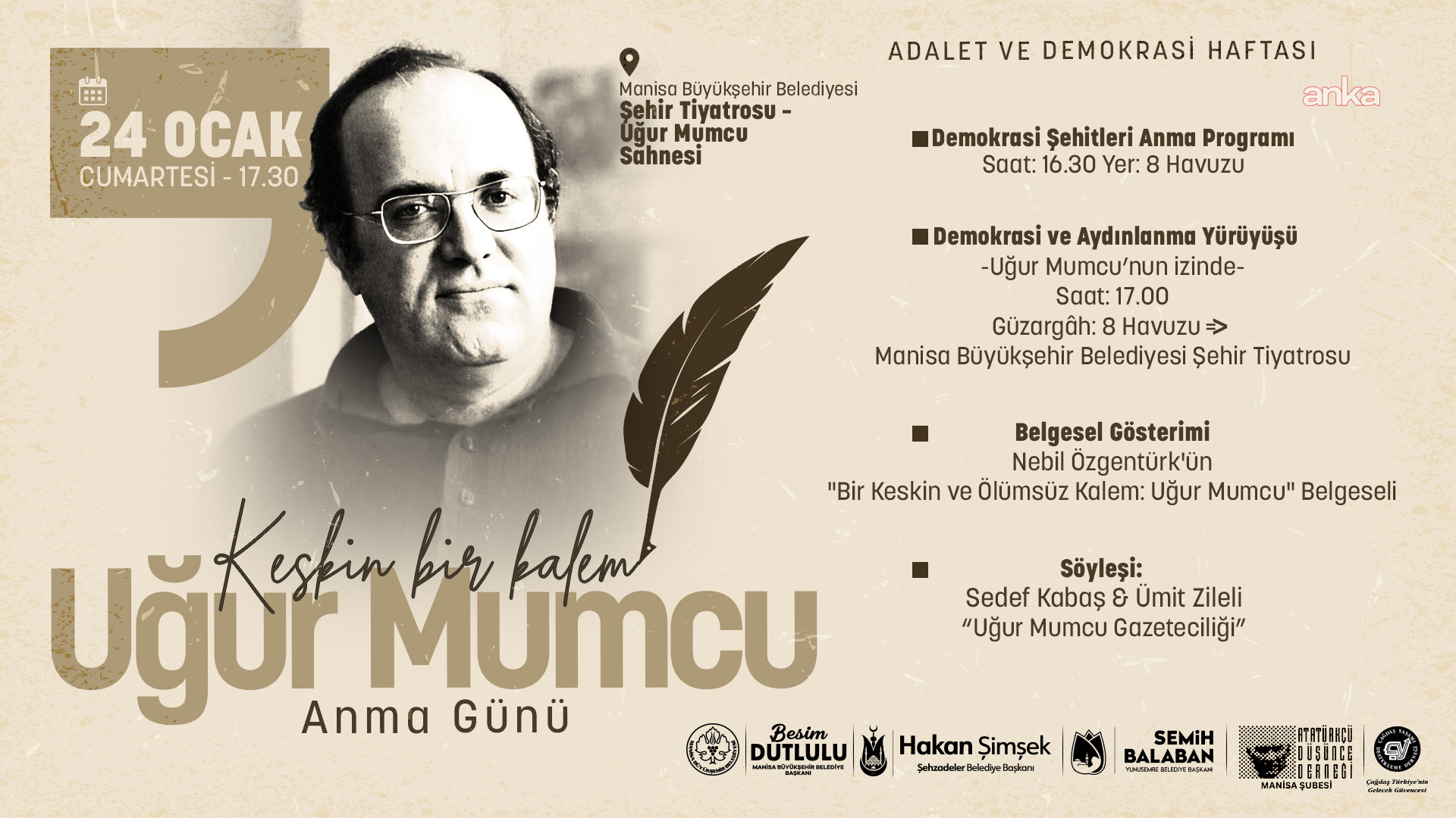 Uğur Mumcu, Manisa’da belgesel, söyleşi ve yürüyüşlerle anılacak