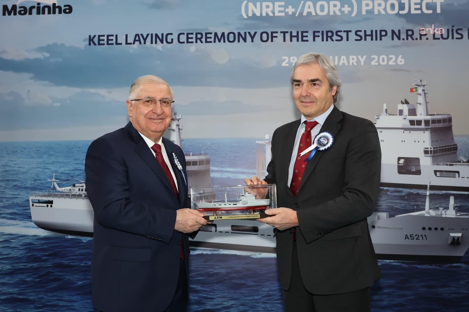 Bakan Güler, Portekiz donanması için inşa edilecek denizde ikmal ve lojistik destek gemisinin ilk gemi kızağa koyma törenine katıldı