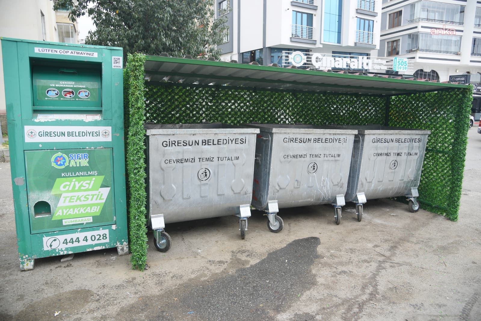 Giresun Belediyesi yeşil çitli konteyner kafesi yapımına başladı