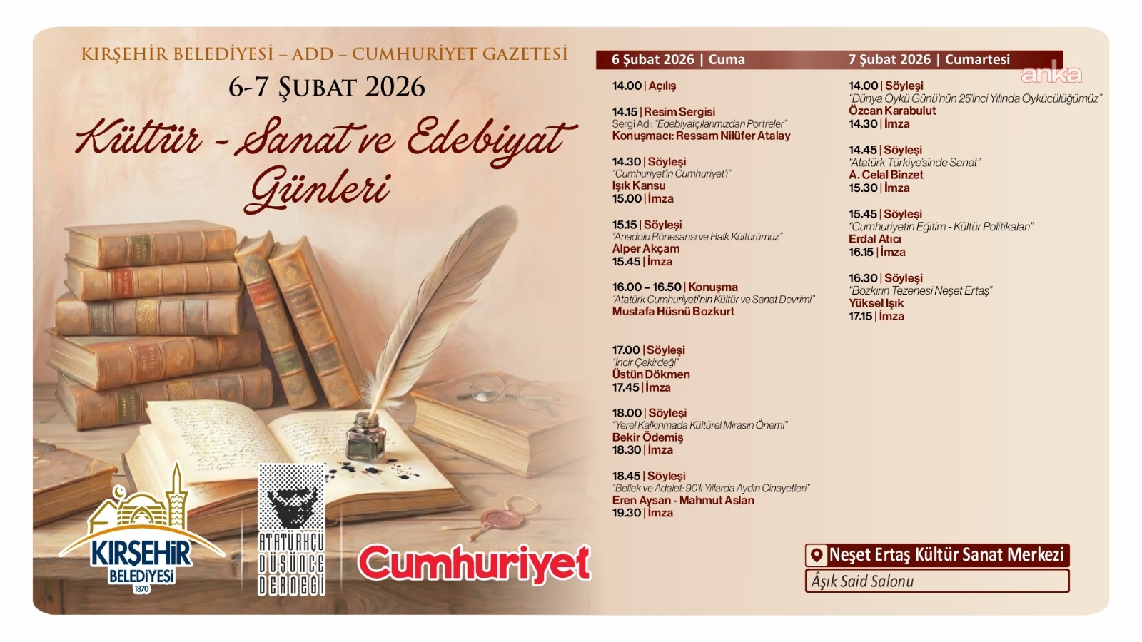 Kırşehir'de "Kültür-Sanat ve Edebiyat Günleri" için geri sayım başladı
