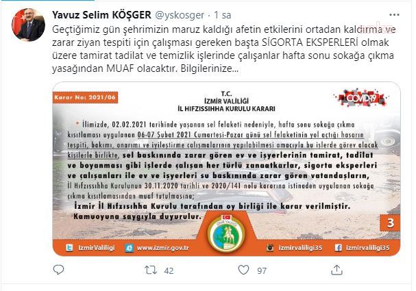 İZMİR'DE SEL MAĞDURLARI KISITLAMADAN MUAF OLACAK