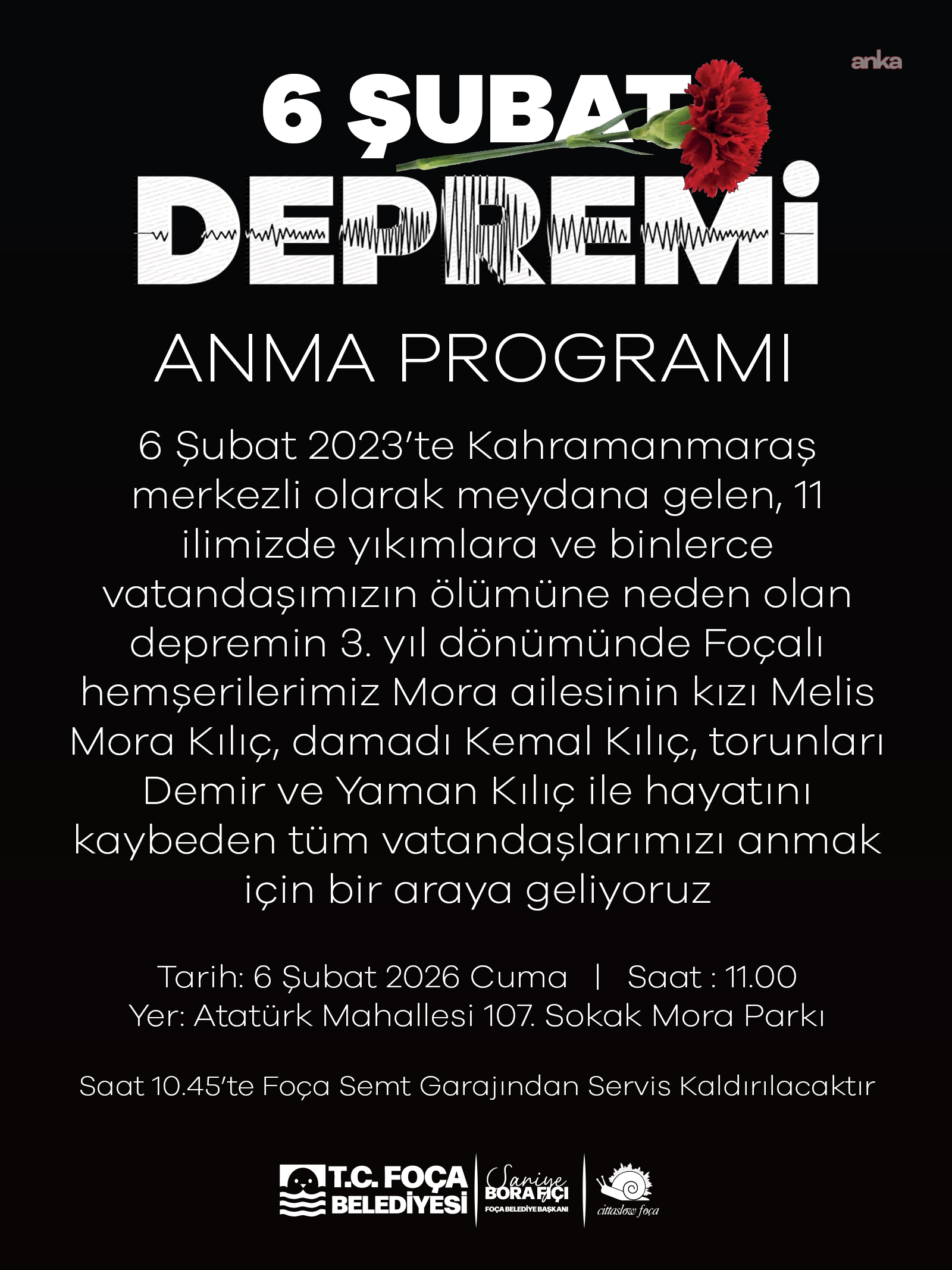 Foça’da 6 Şubat depreminde yaşamını yitirenler anılacak