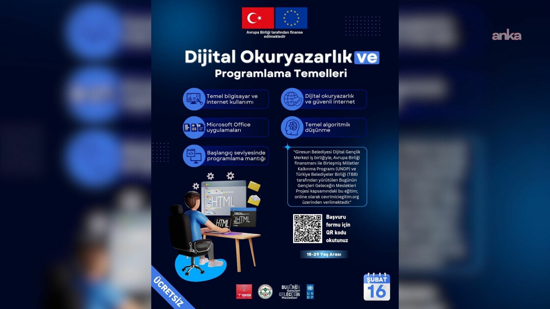Giresun Belediyesi'nden gençlere "Dijital Okuryazarlık ve Programlama Temelleri" eğitimi