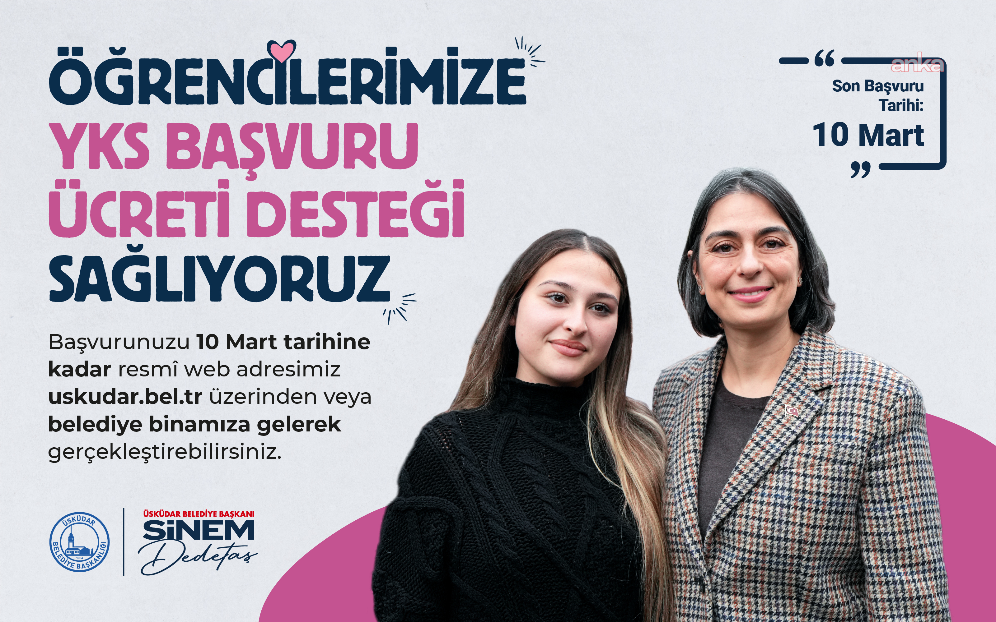 Üsküdar Belediyesi’nden YKS’ye girecek öğrencilere sınav ücreti desteği