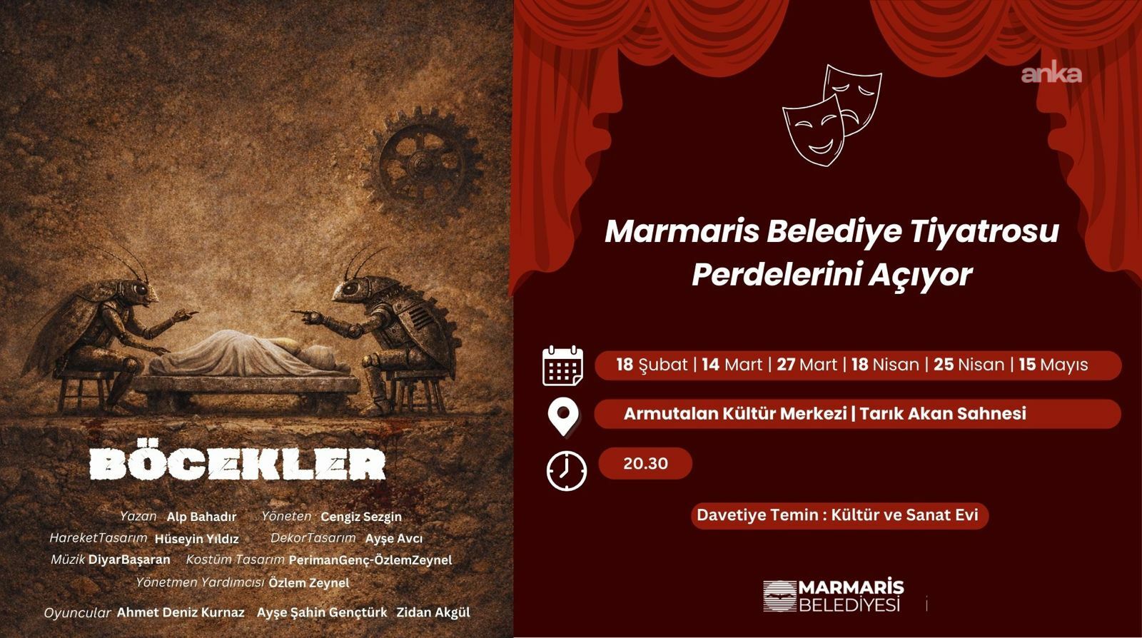 Marmaris Belediyesi Tiyatrosu, "Böcekler" oyunu ile sahneye çıkıyor