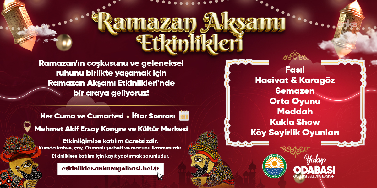Gölbaşı'nda ramazan akşamları etkinliklerle şenlenecek