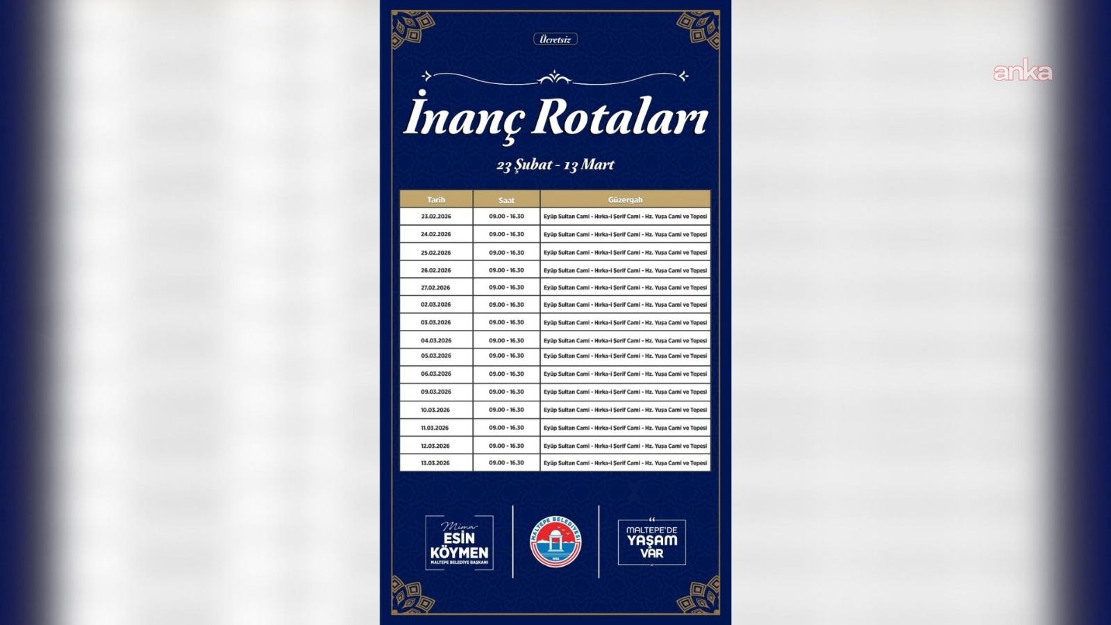 Maltepeliler, İstanbul'un kutsal mekanlarını “İnanç Rotaları” programıyla gezecek