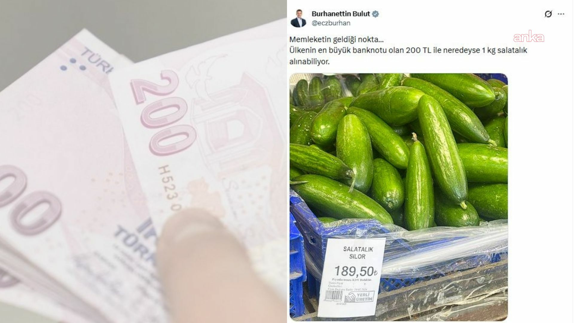 CHP'li Bulut: Ülkenin en büyük banknotu olan 200 TL ile neredeyse 1 kg salatalık alınabiliyor