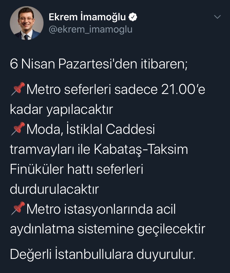 İMAMOĞLU DUYURDU: METRO 21.00’DEN SONRA SEFER YAPMAYACAK