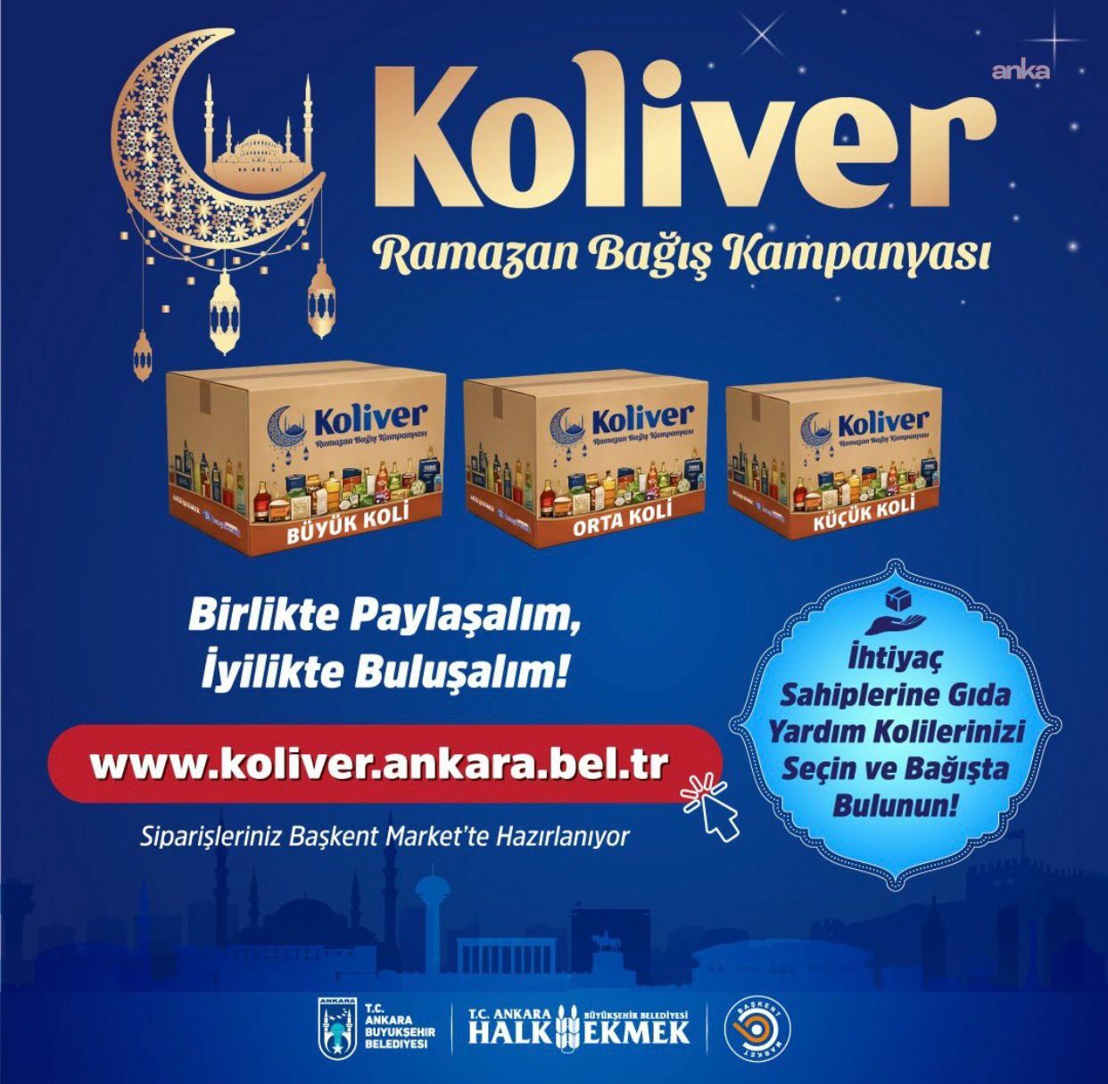 Ankara Büyükşehir Belediyesi'nin ramazan kampanyalarında 2,5 milyon TL'yi aşan destek