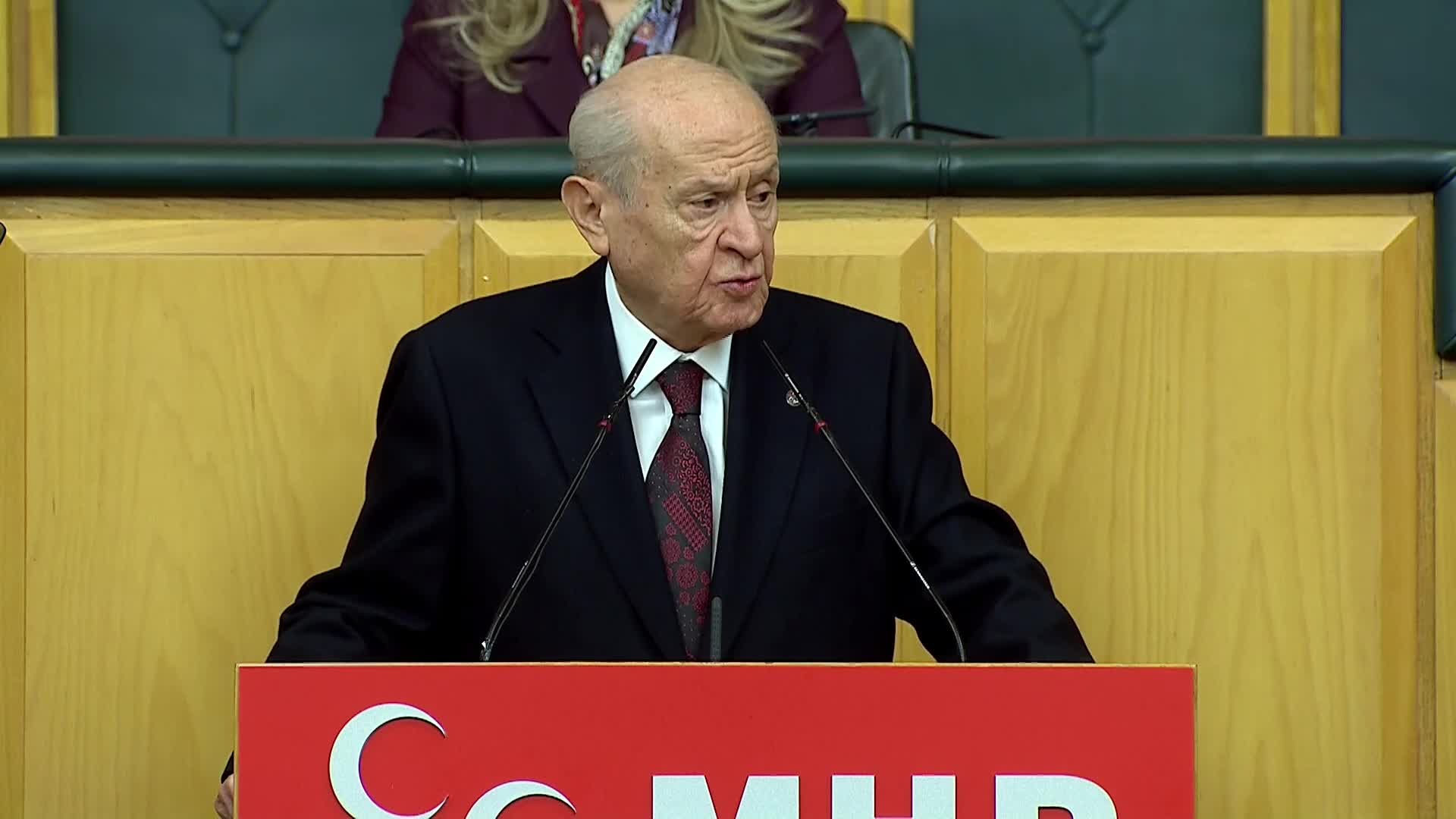 MHP Grup Toplantısı... Bahçeli: "Terörsüz Türkiye hedefinin icrasında PKK’nın kurucu önderinin büyük bir dahli ve payı vardır. Bu çağrı aynı şekilde KCK’yı da bağlamaktadır"