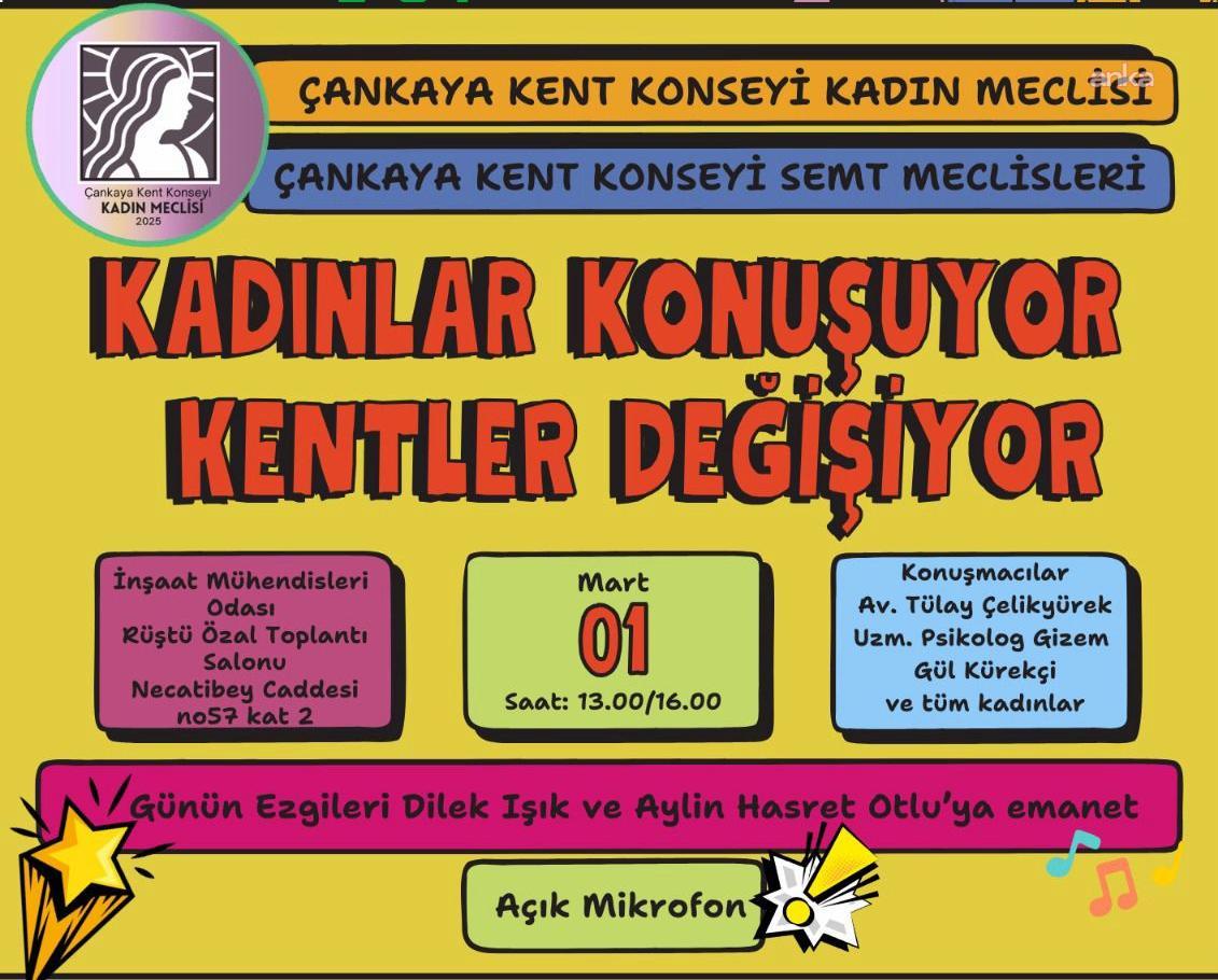 Çankaya Kent Konseyi Kadın Meclisi ve Semt Meclisleri’nden, "Kadınlar Konuşuyor, Kentler Değişiyor" paneli