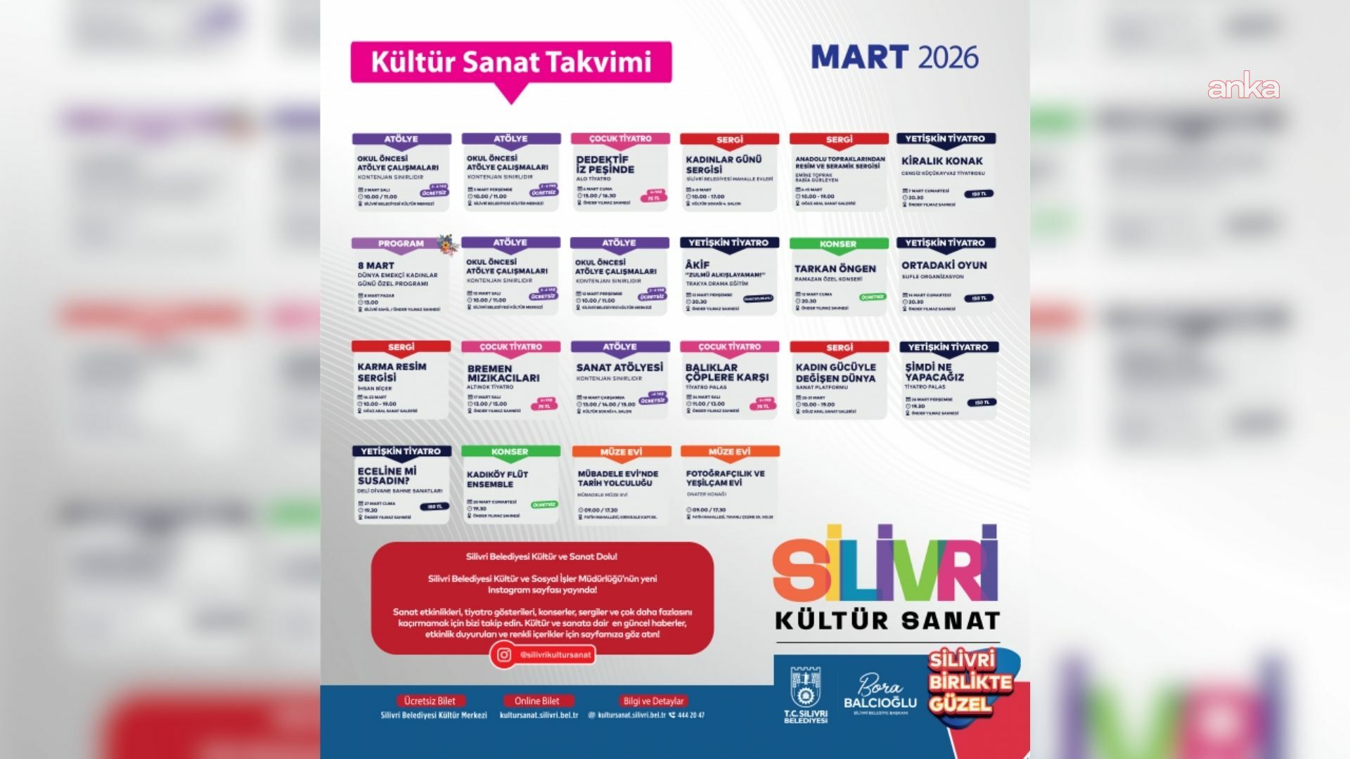 Silivri Belediyesi mart ayı etkinlik takvimi açıklandı
