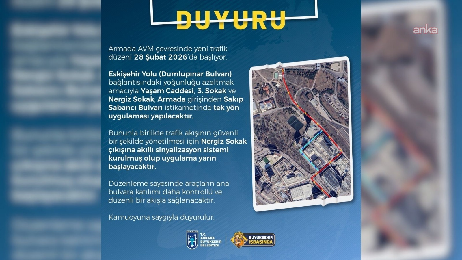 Ankara Büyükşehir Belediyesi'nden AVM trafiğini azaltmaya yönelik çalışma: Yarın itibarıyla tek yön uygulaması başlıyor