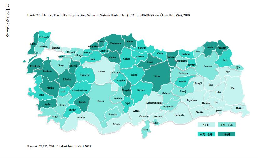 TÜRKİYE’NİN AKCİĞER HARİTASI SAĞLIK BAKANLIĞI RAPORUNDA