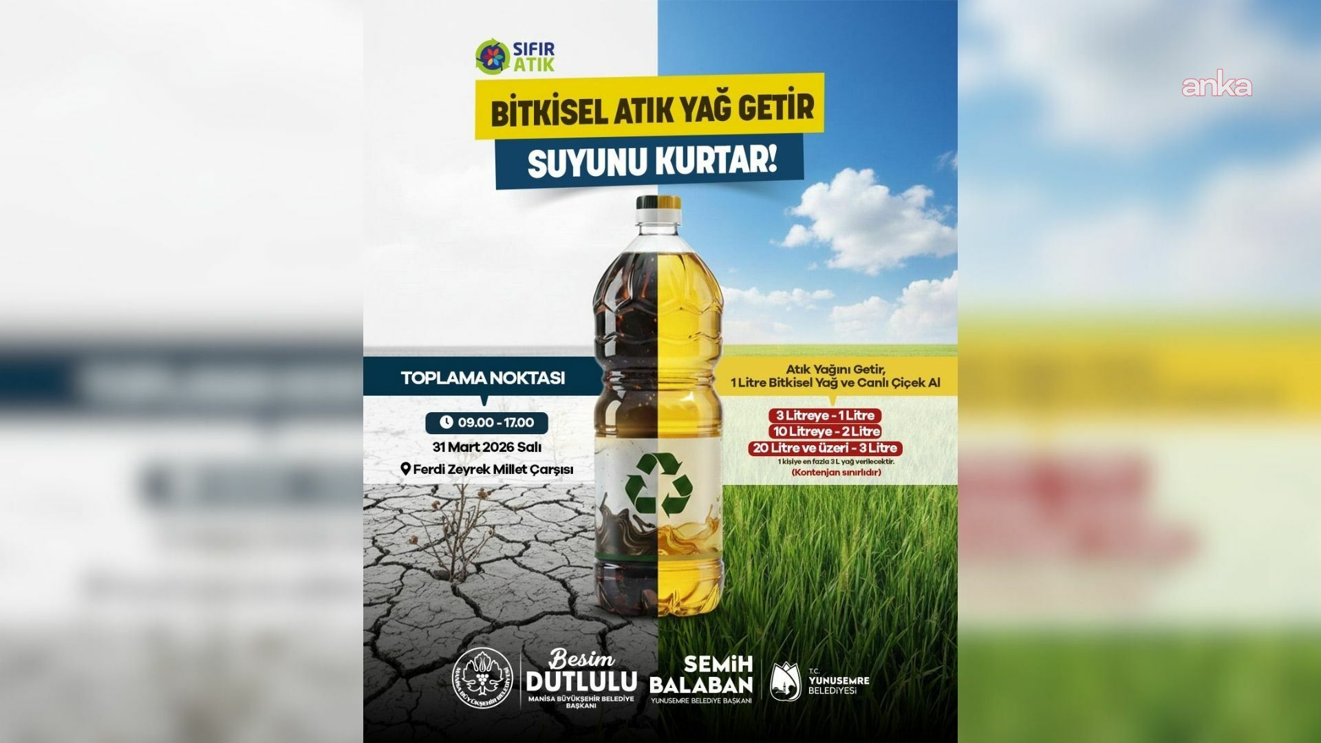 Manisa Büyükşehir Belediyesi ile Yunusemre Belediyesi'nden çevreci kampanya
