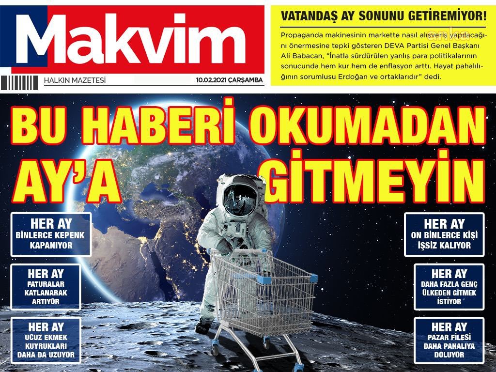 DEVA PARTİSİ'NDEN "MAKVİM" GAZETESİ PAYLAŞIMI: BU HABERİ OKUMADAN AY'A GİTMEYİN