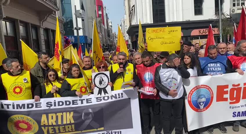 Öğretmen Fatma Nur Çelik'in öldürülmesi, Samsun’da eğitim sendikaları tarafından protesto edildi