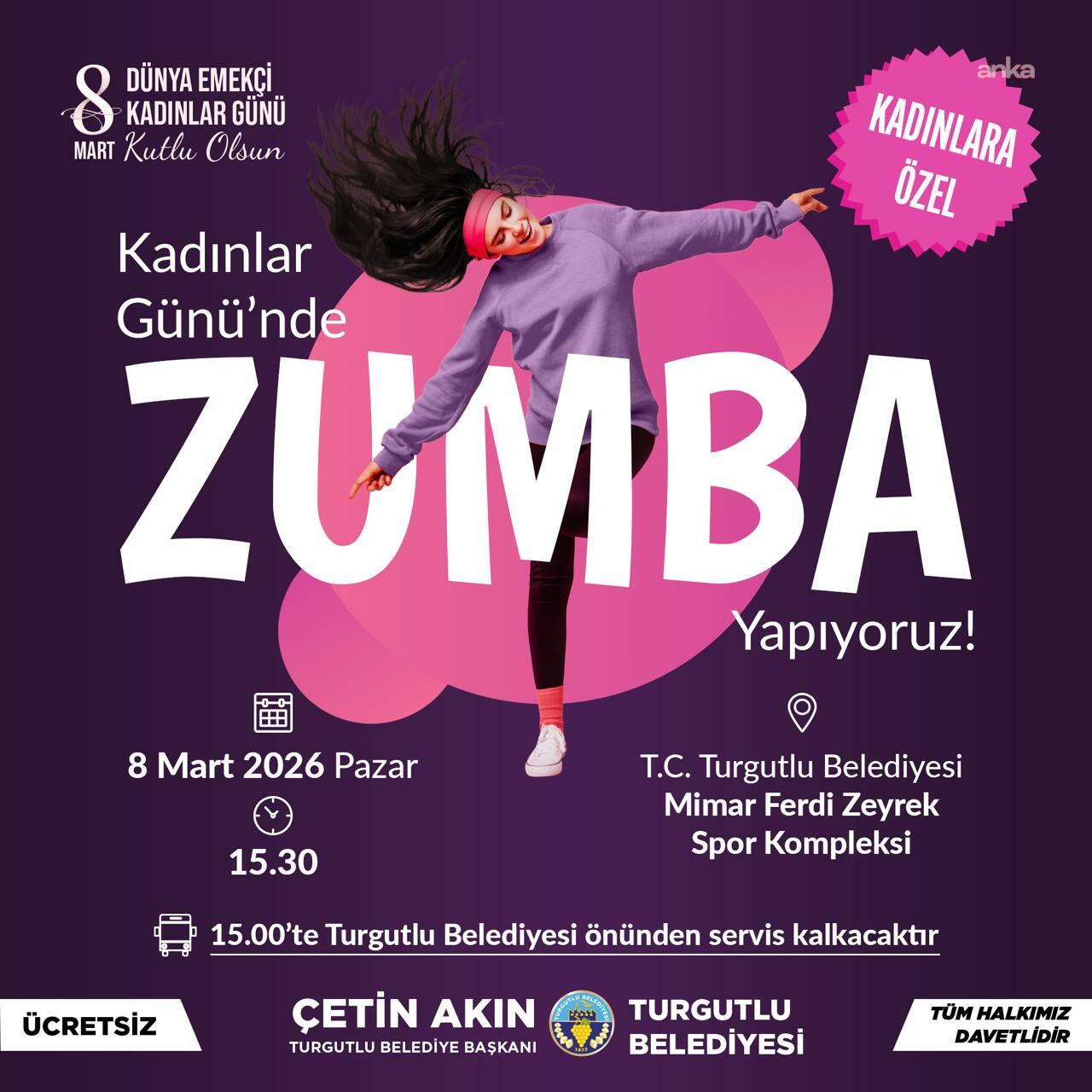Turgutlu Belediyesi'nden 8 Mart’ta kadınlara özel zumba etkinliği