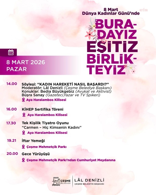 Çeşme’de 8 Mart Dünya Kadınlar Günü iki gün boyunca etkinliklerle kutlanacak