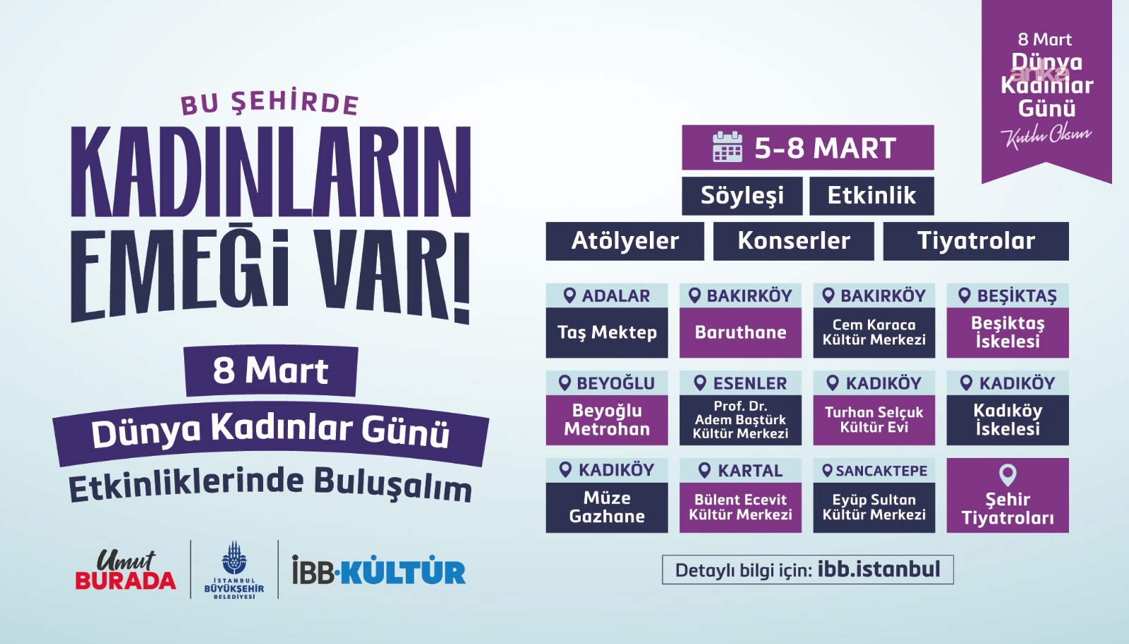 İBB, 8 Mart Dünya Kadınlar Günü'nü etkinliklerle kutlayacak