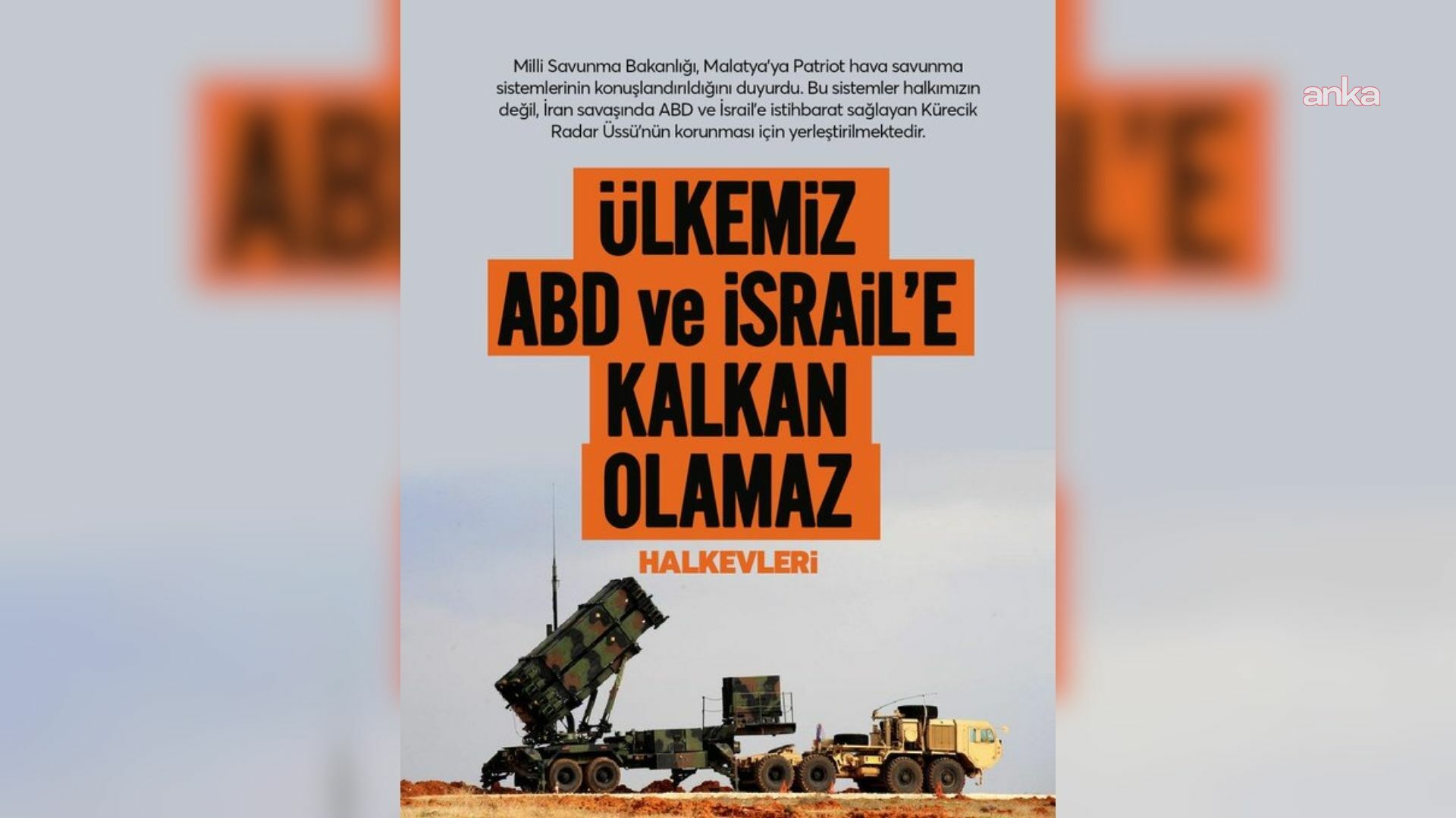 Halkevleri: "Türkiye’nin güvenliği Patriotların yerleştirilmesiyle değil Kürecik Radar Üssü’nün kapatılması ile sağlanabilir"