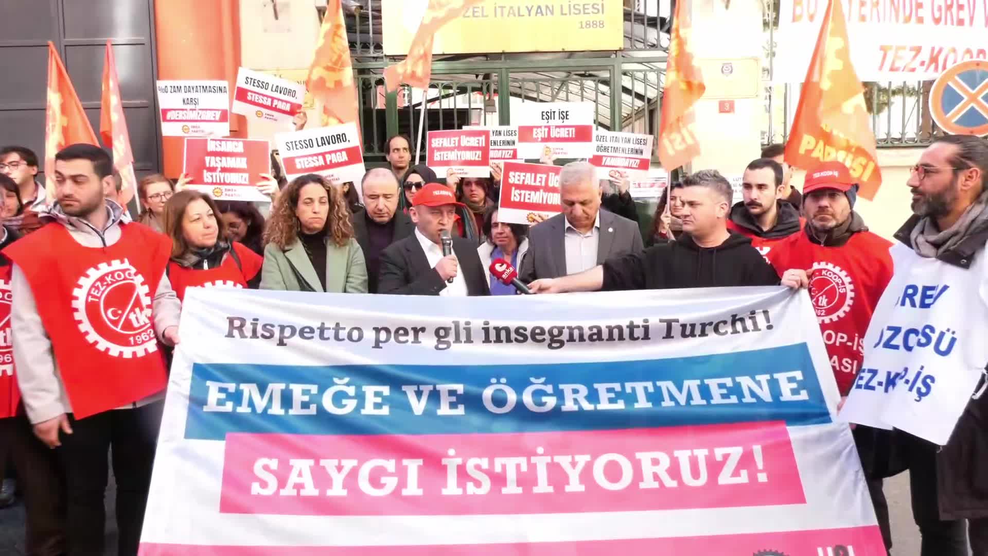 Seyit Aslan’dan Özel İtalyan Lisesi’nde grev yapan Türk öğretmenlere destek: "Burada çalışan İtalyan öğretmenlerle Türk öğretmenler arasında 6 kat ücret farkı var, bu asla kabul edilemez"