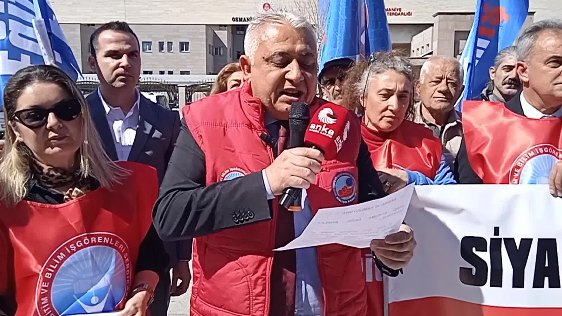Eğitim İş Osmaniye Şubesi'nden basın açıklaması: "Öğretmeni darbeden kişi hangi güçler tarafından korunmaktadır?"