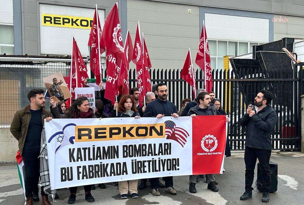 TİP’ten Repkon önünde eylem: Biz onurlu, mazlum halkların yurttaşları, çocuklarımız için direniyoruz