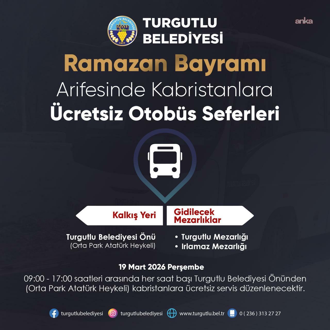 Turgutlu Belediyesi'nden arife gününde mezarlıklara ücretsiz ulaşım desteği