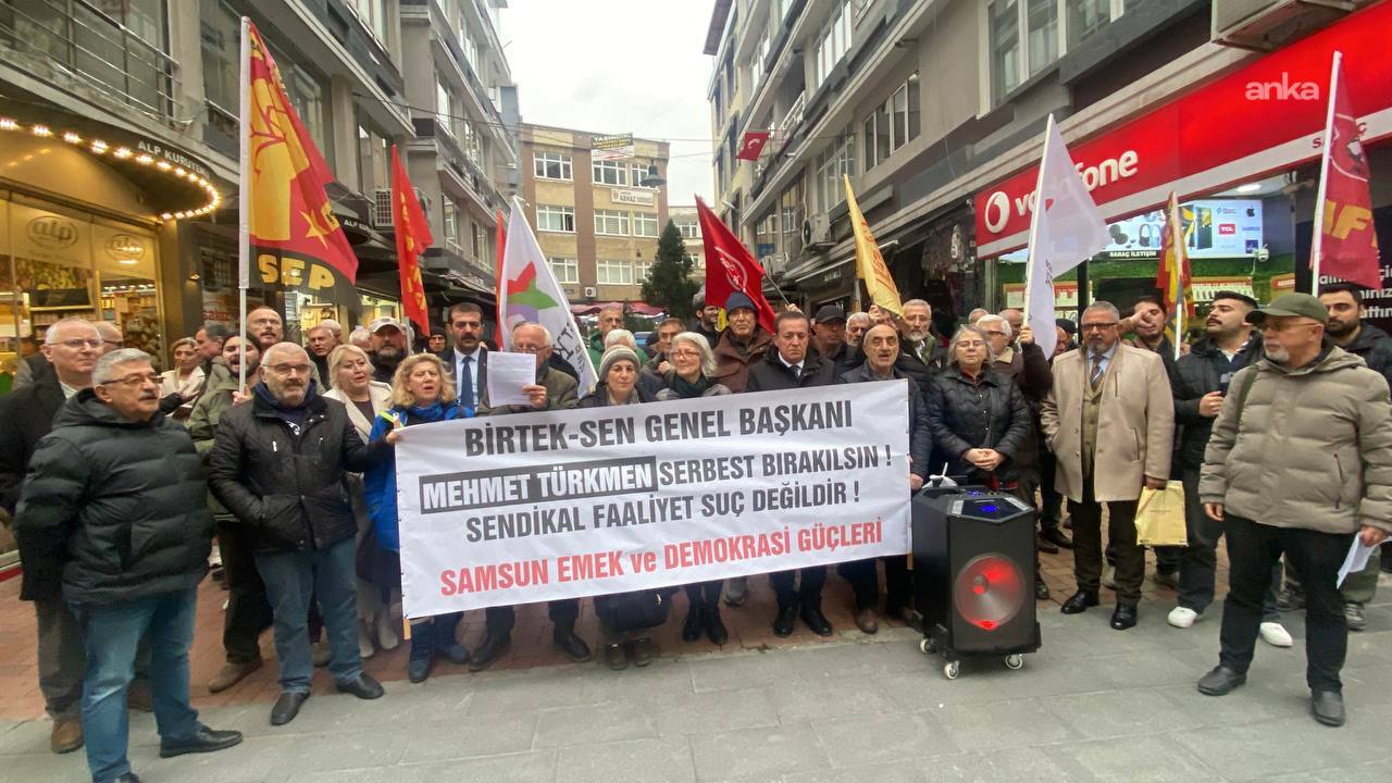 BİRTEK-SEN Genel Başkanı Türkmen'in tutuklanması Samsun'da protesto edildi