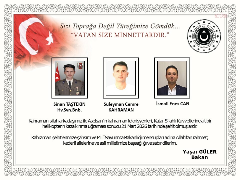 MSB, Katar’daki helikopter kazasında şehit olanların kimliklerini açıkladı