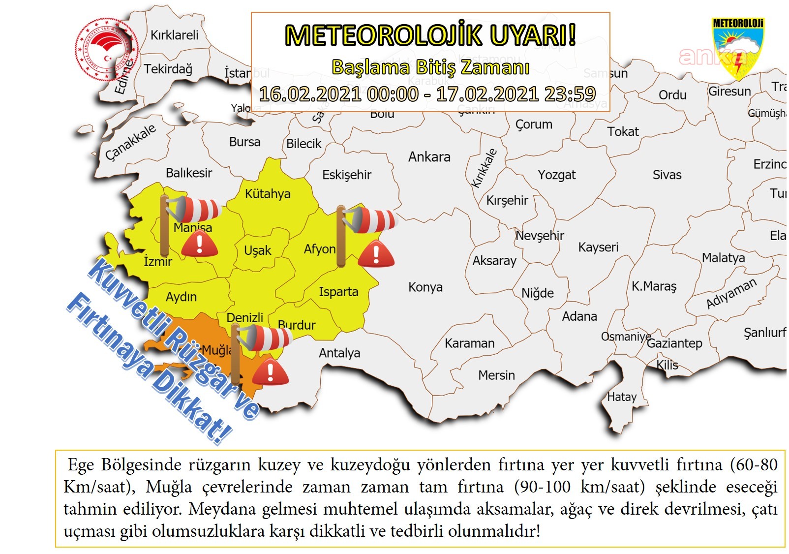 METEOROLOJİ'DEN EGE BÖLGESİ'NE TAM FIRTINA UYARISI