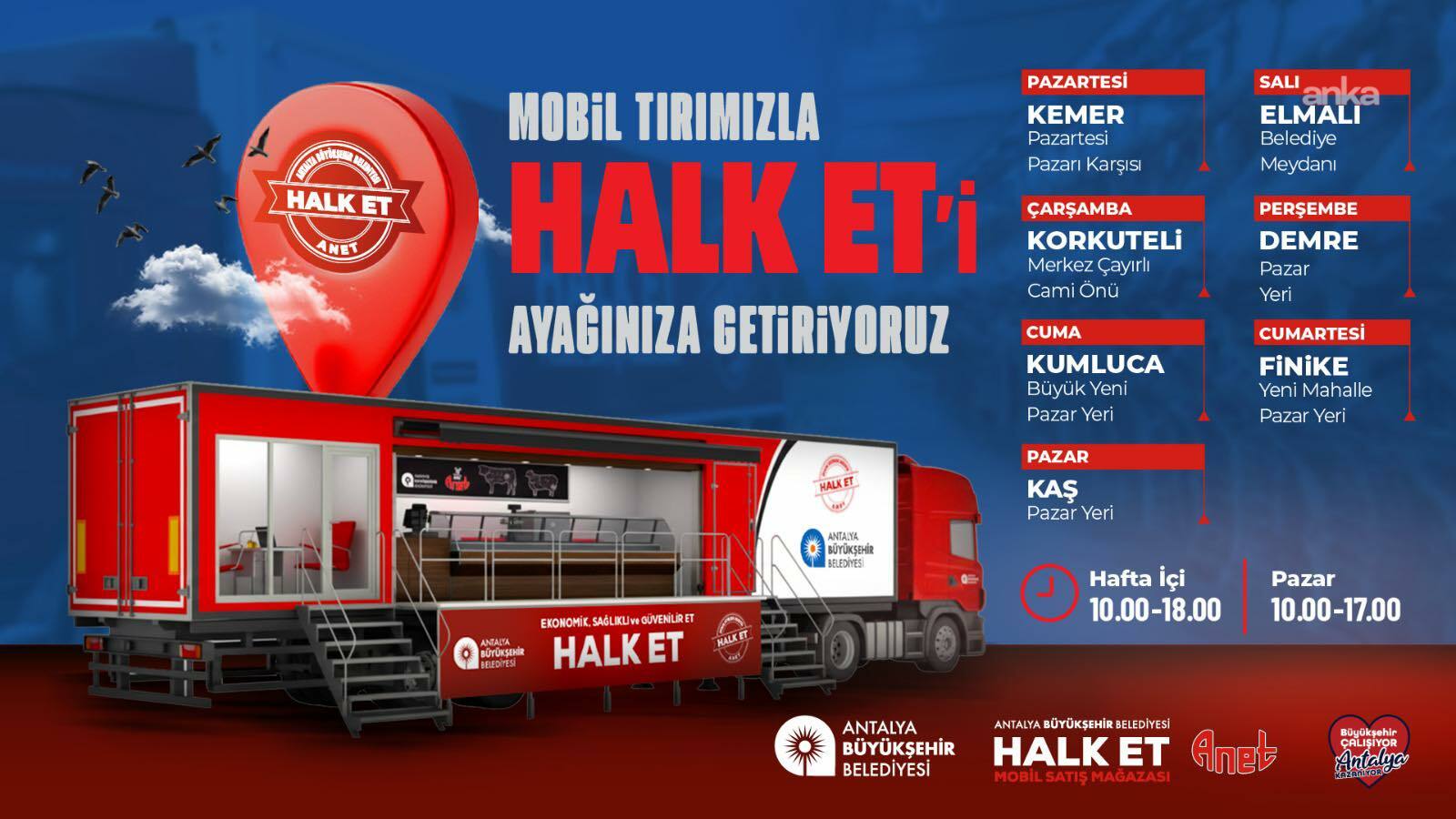 Antalya Büyükşehir Belediyesi'nin Halk Et Mobil Satış TIR'ına ilçelerde yoğun ilgi