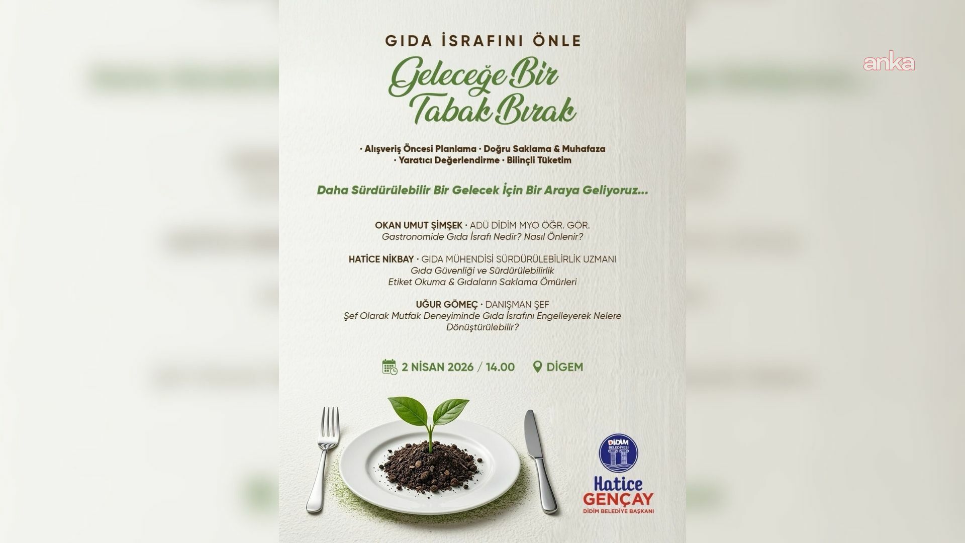 Didim Belediyesi’nden israfa karşı “Geleceğe Bir Tabak Bırak” farkındalık paneli