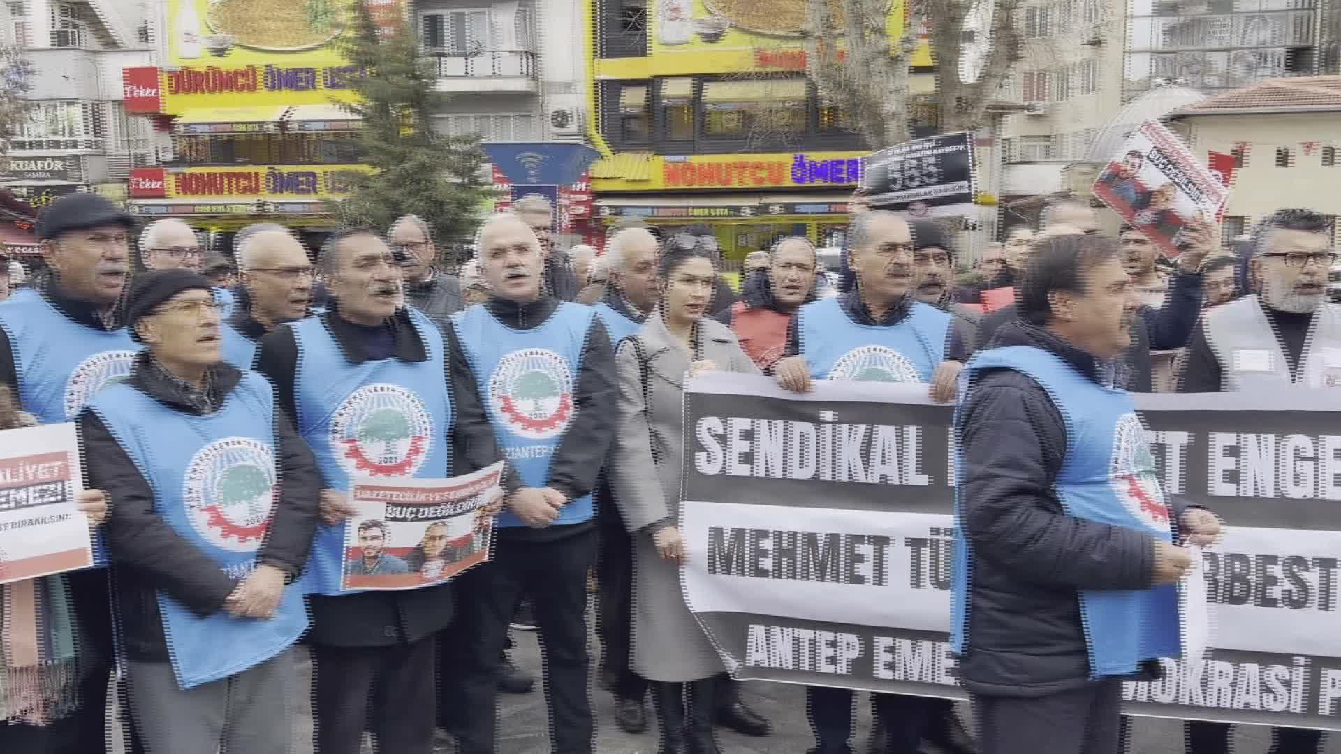 Gaziantep'te, BİRTEK-SEN Genel Başkanı Türkmen'in serbest bırakılması için eylem