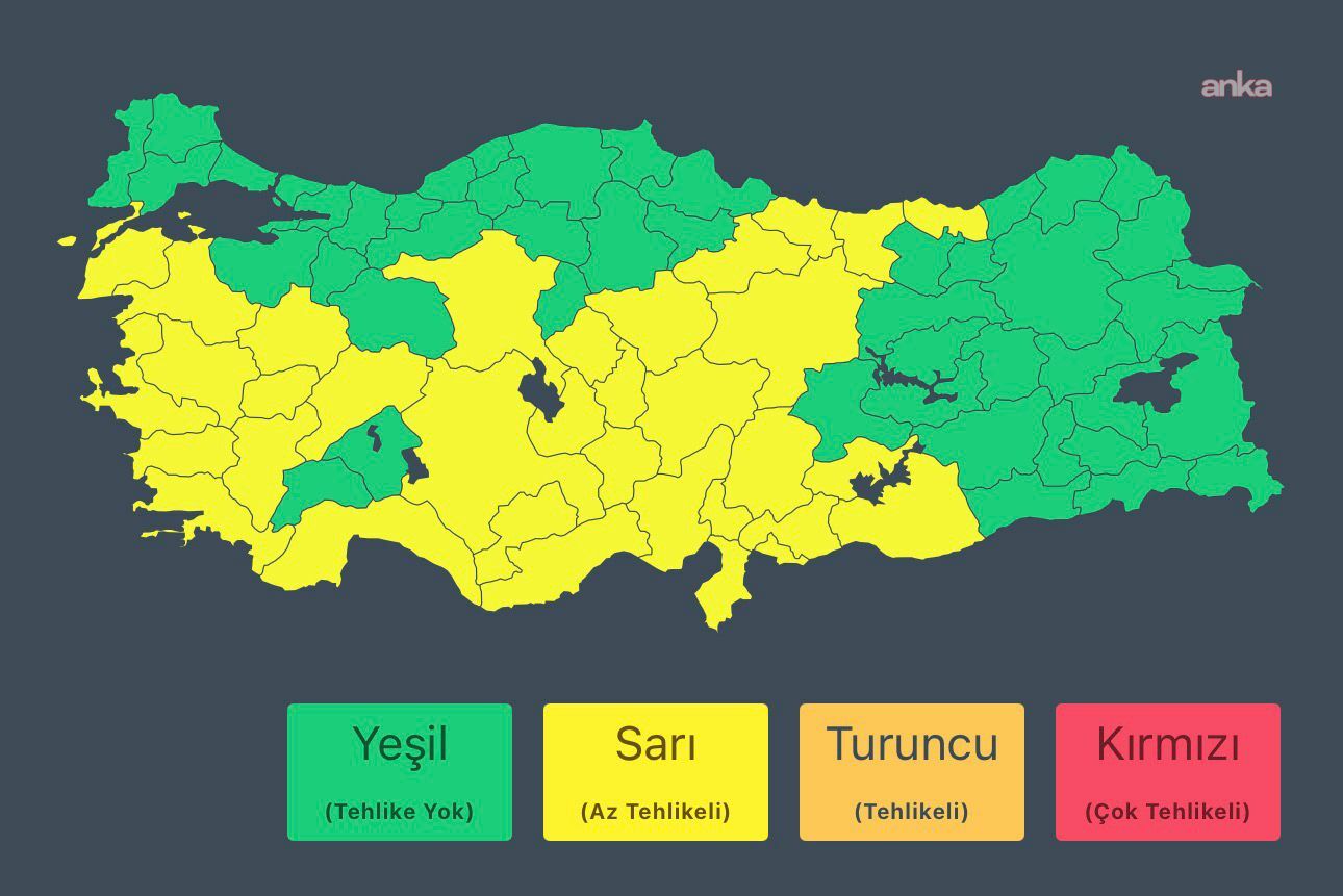 İçişleri Bakanlığı'ndan, 2 Nisan için kuvvetli yağış ve fırtına uyarısı